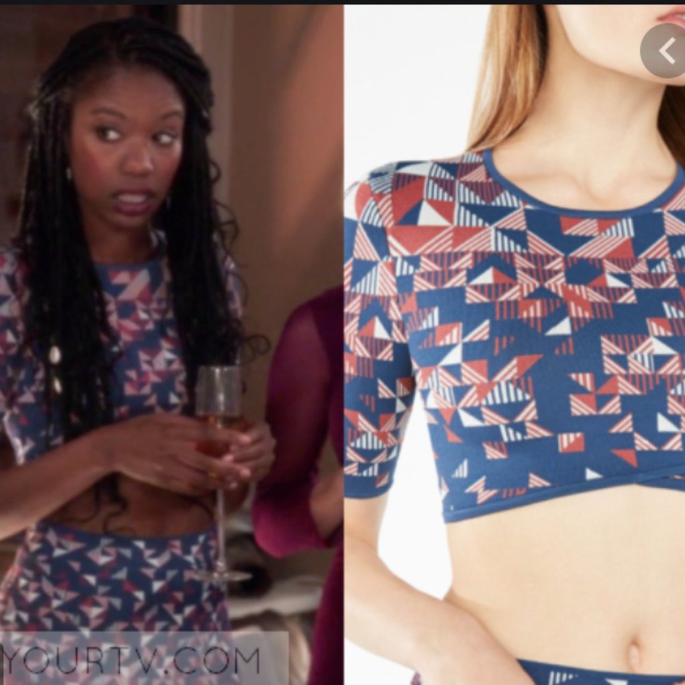 Gracy Triangle Knit Jacquard Crop Top XXS